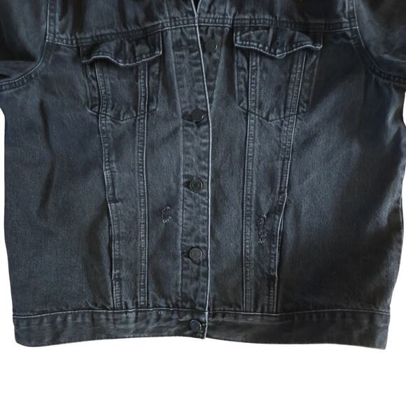 Buffalo David Bitton Black Denim Jacket Distressed Rodeo Western Cowgirl Size M - Picture 6 of 12